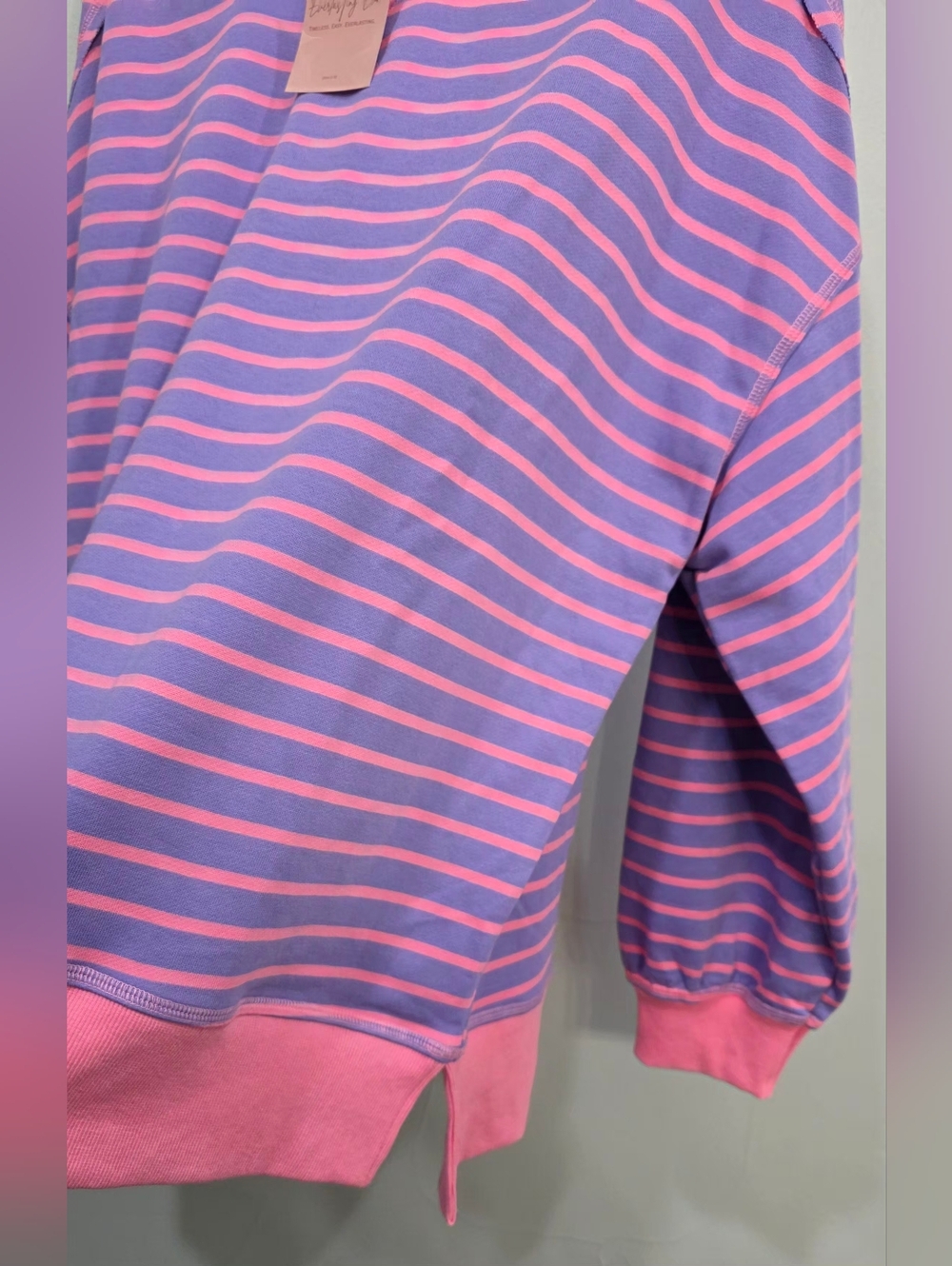 Women's Oversized Striped Top In Lavender And Pink - Picture 10 of 12